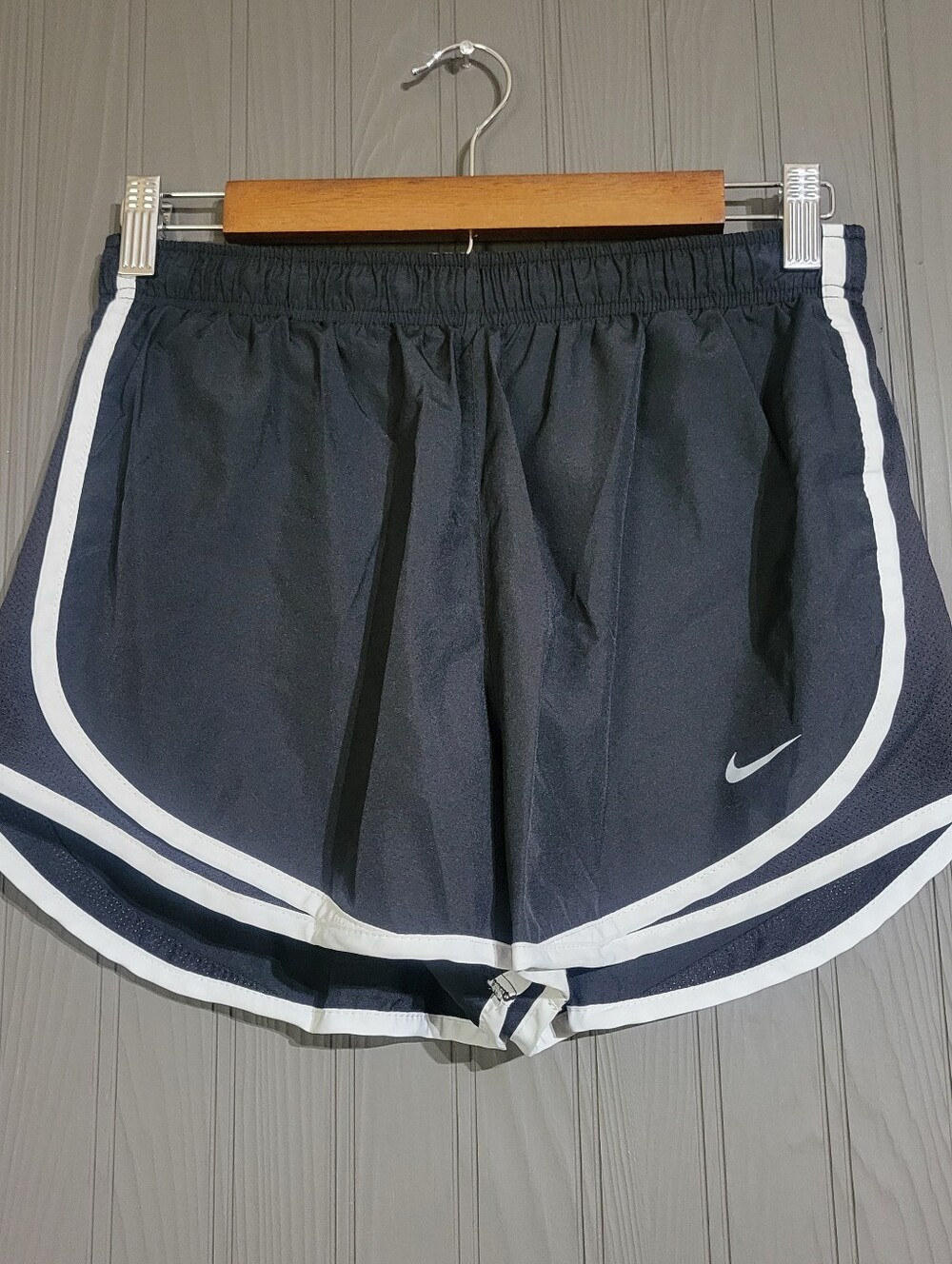 Nike Dri-Fit Tempo Athletic Running Shorts Brief Lined Black White Women's MD